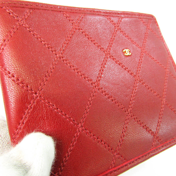 Chanel Bicolor Women's Leather Bill Wallet (bi-fold) Red Color - Picture 5 of 16